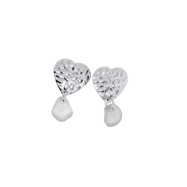 Valentina Drop Heart white øreringe