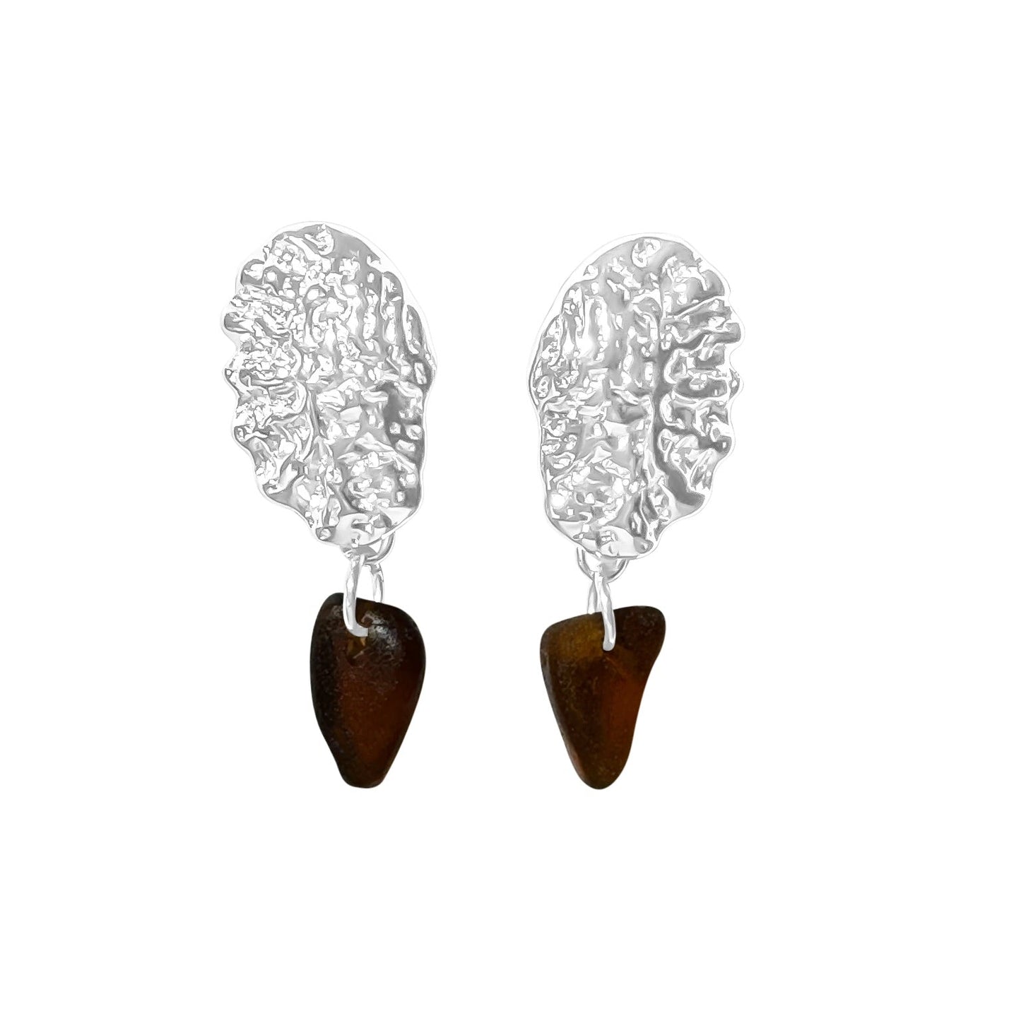 Sea urchin earrings brown