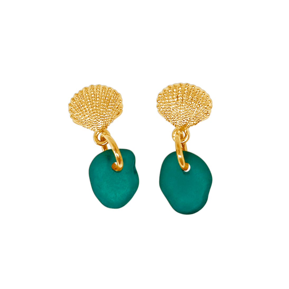 Fragments green shell earrings