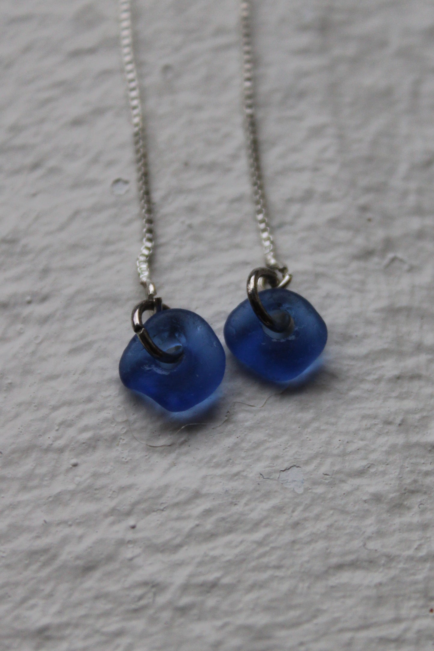 No Waste blue chain earrings