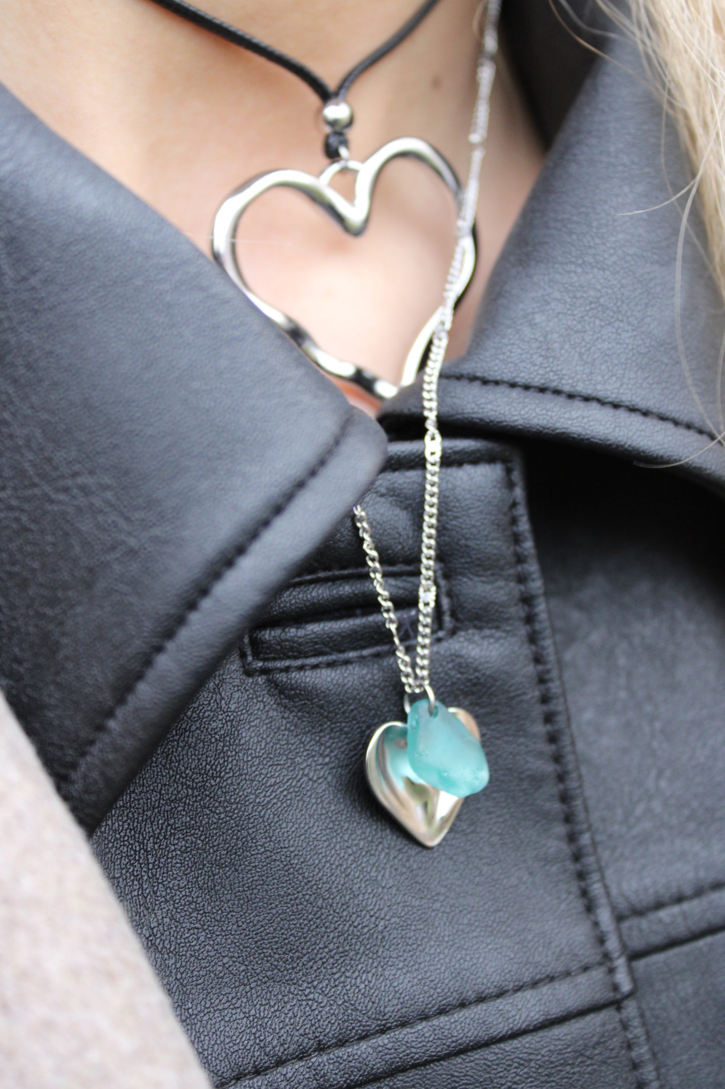 Valentina Wavy Heart blue halskæde