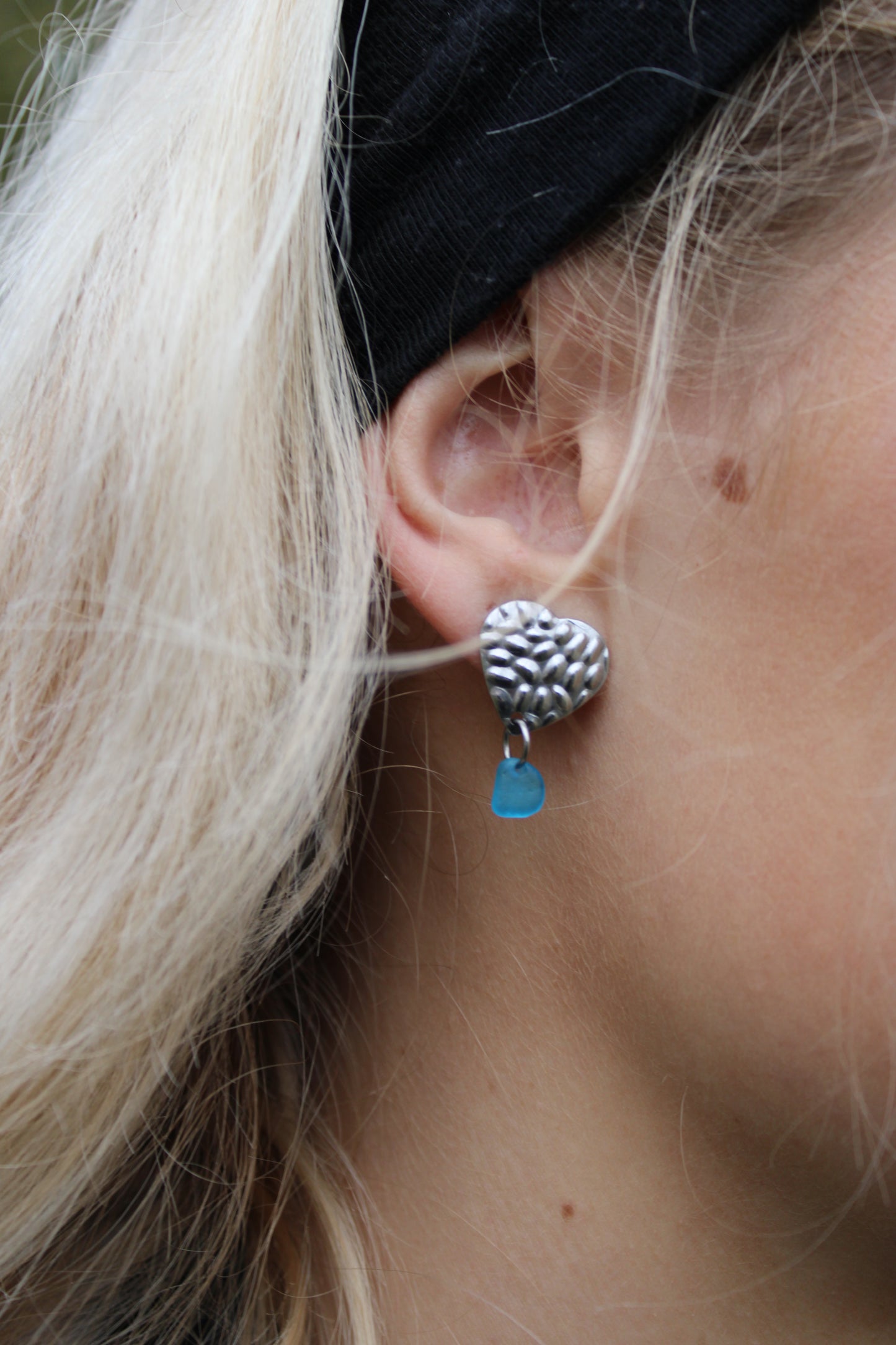 Valentina Drop Heart blue øreringe