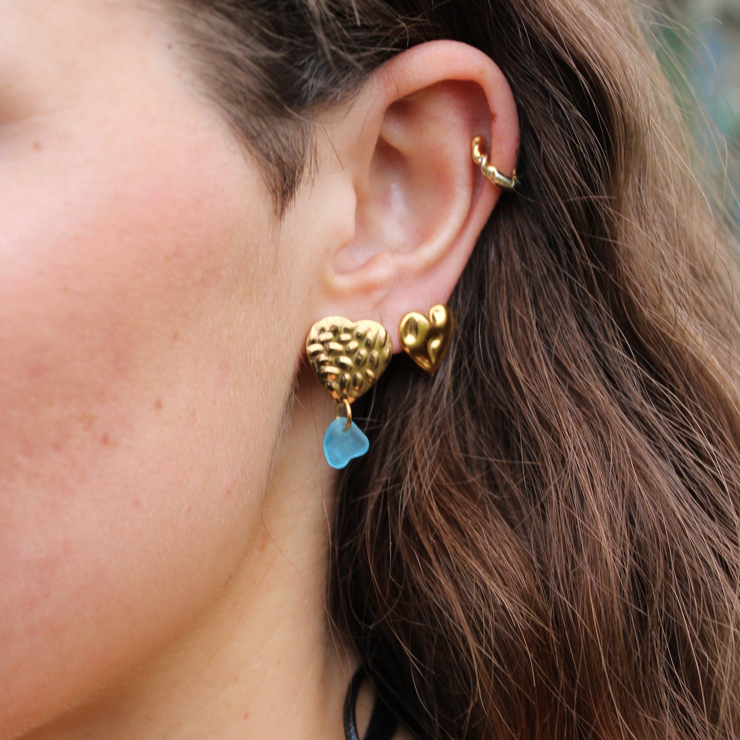 Valentina Wavy Heart øreringe