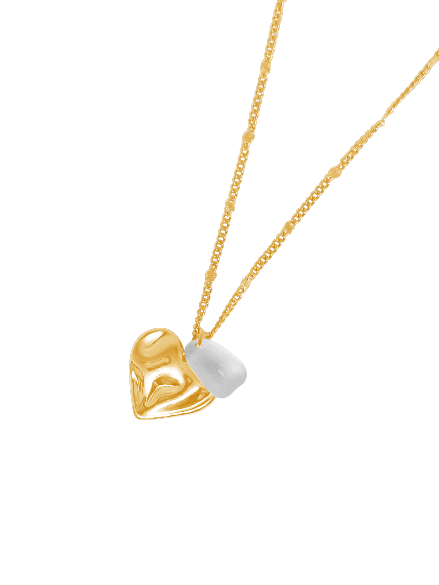 Valentina Wavy Heart white halskæde