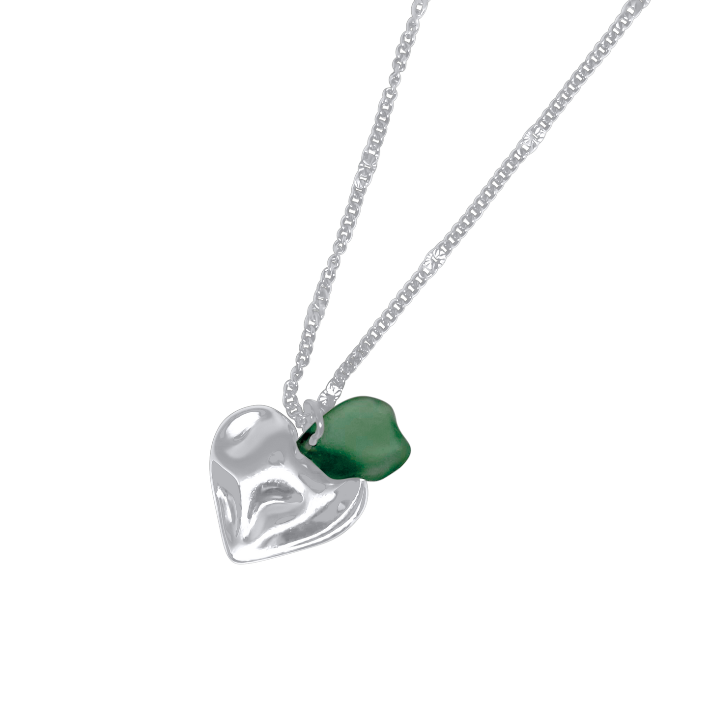 Valentina Wavy Heart green necklace