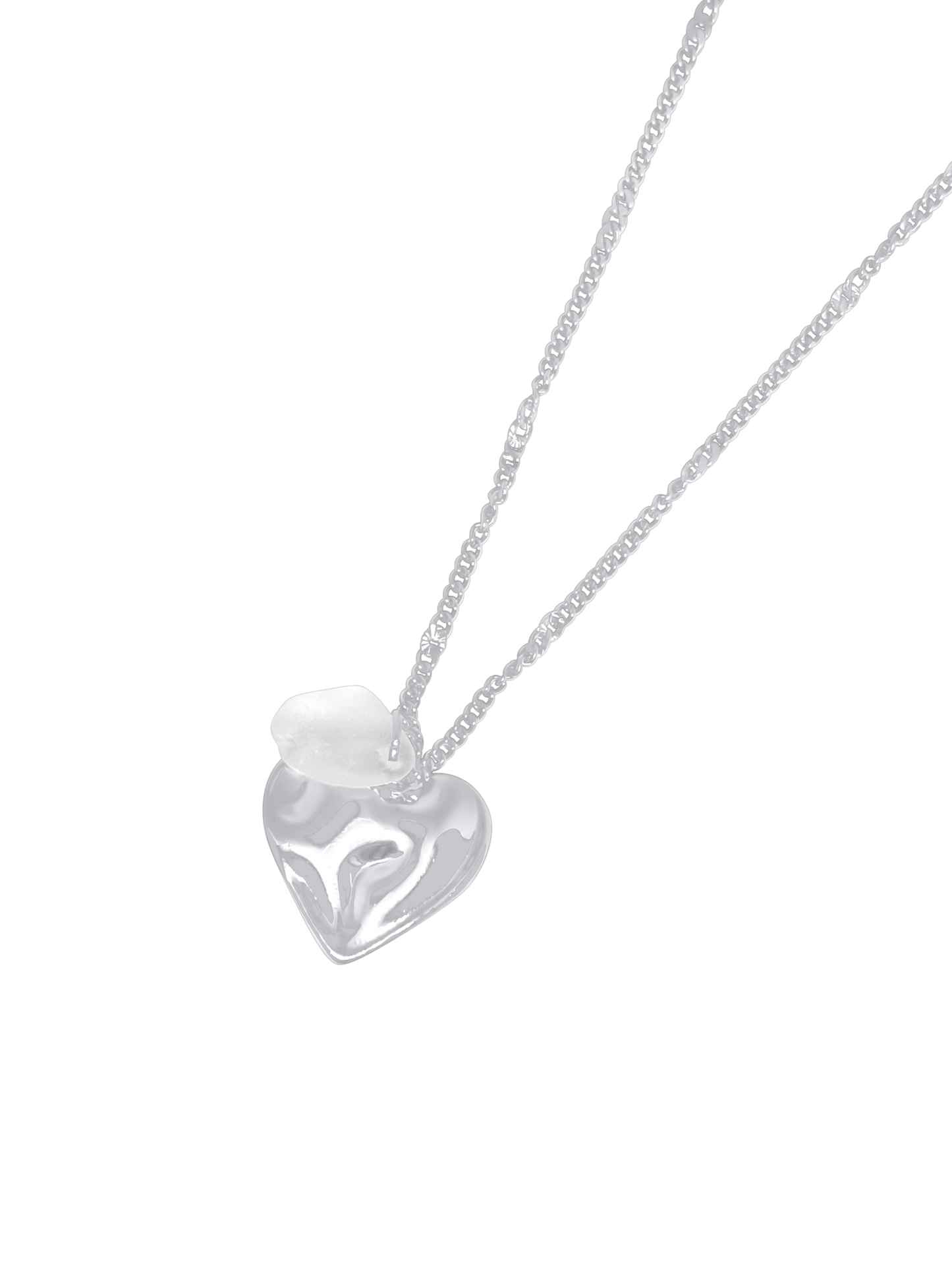 Valentina Wavy Heart White halskæde