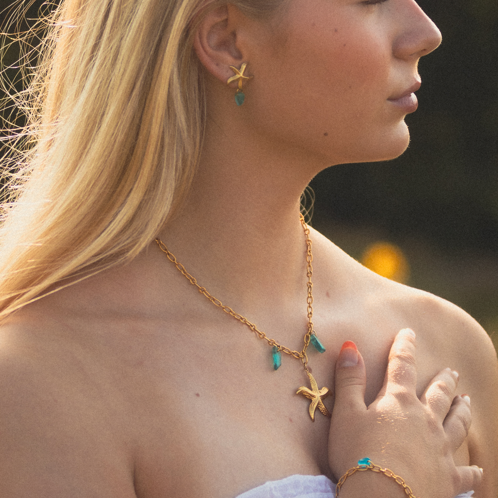 Starfish necklace blue