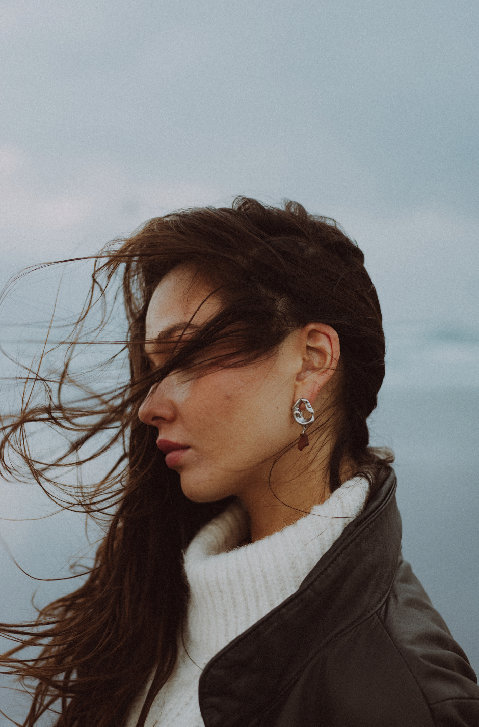 Blue Month Earrings Brown