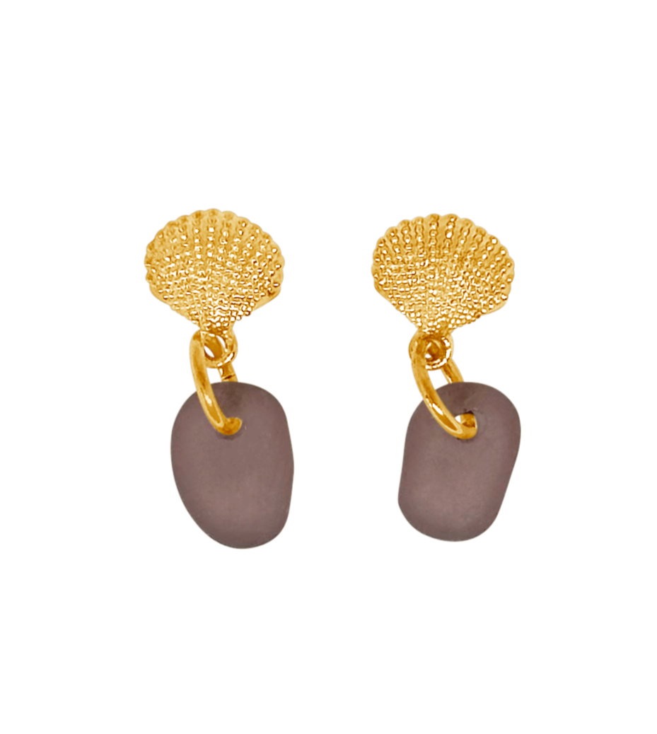 Fragments shell purple earrings
