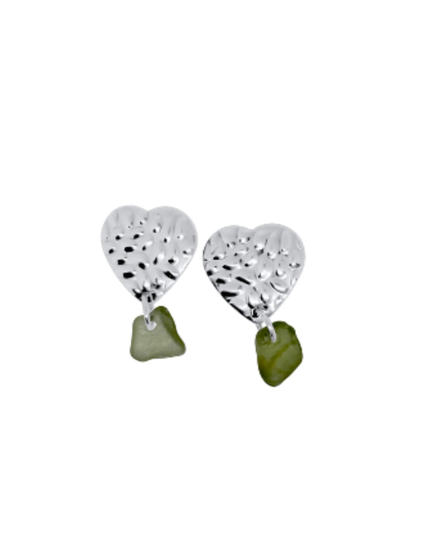 Valentina Drop Heart green øreringe