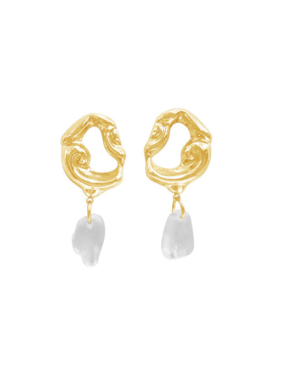 Blue Month Earrings White