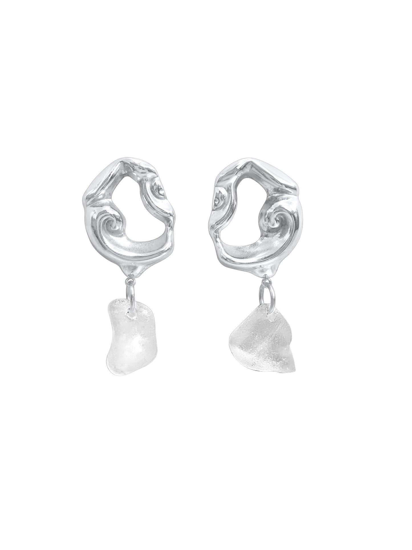 Blue Month Earrings White