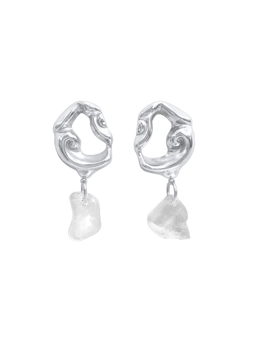 Blue Month Earrings White