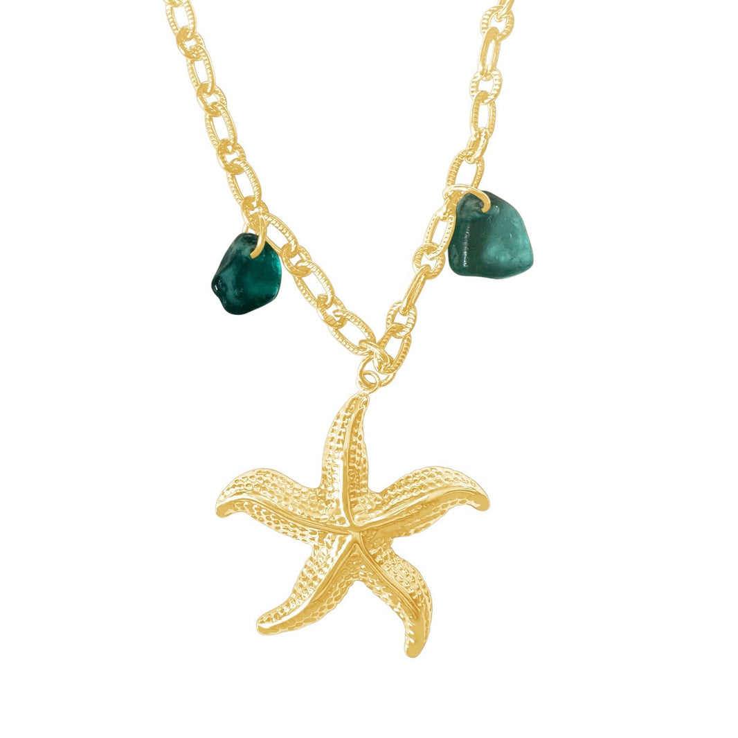 Starfish necklace blue