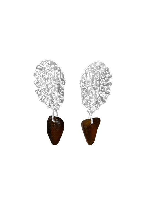 Sea urchin earrings brown