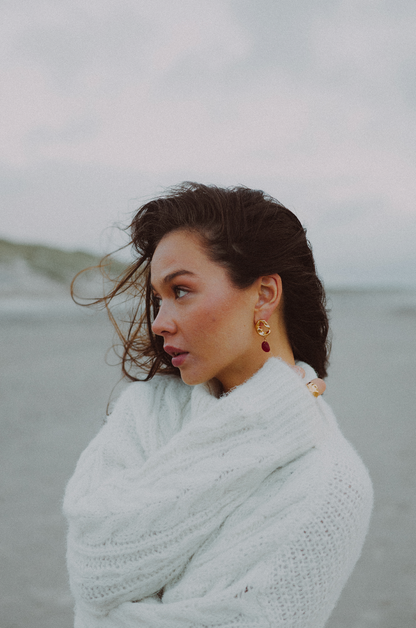 Blue Month Earrings Red