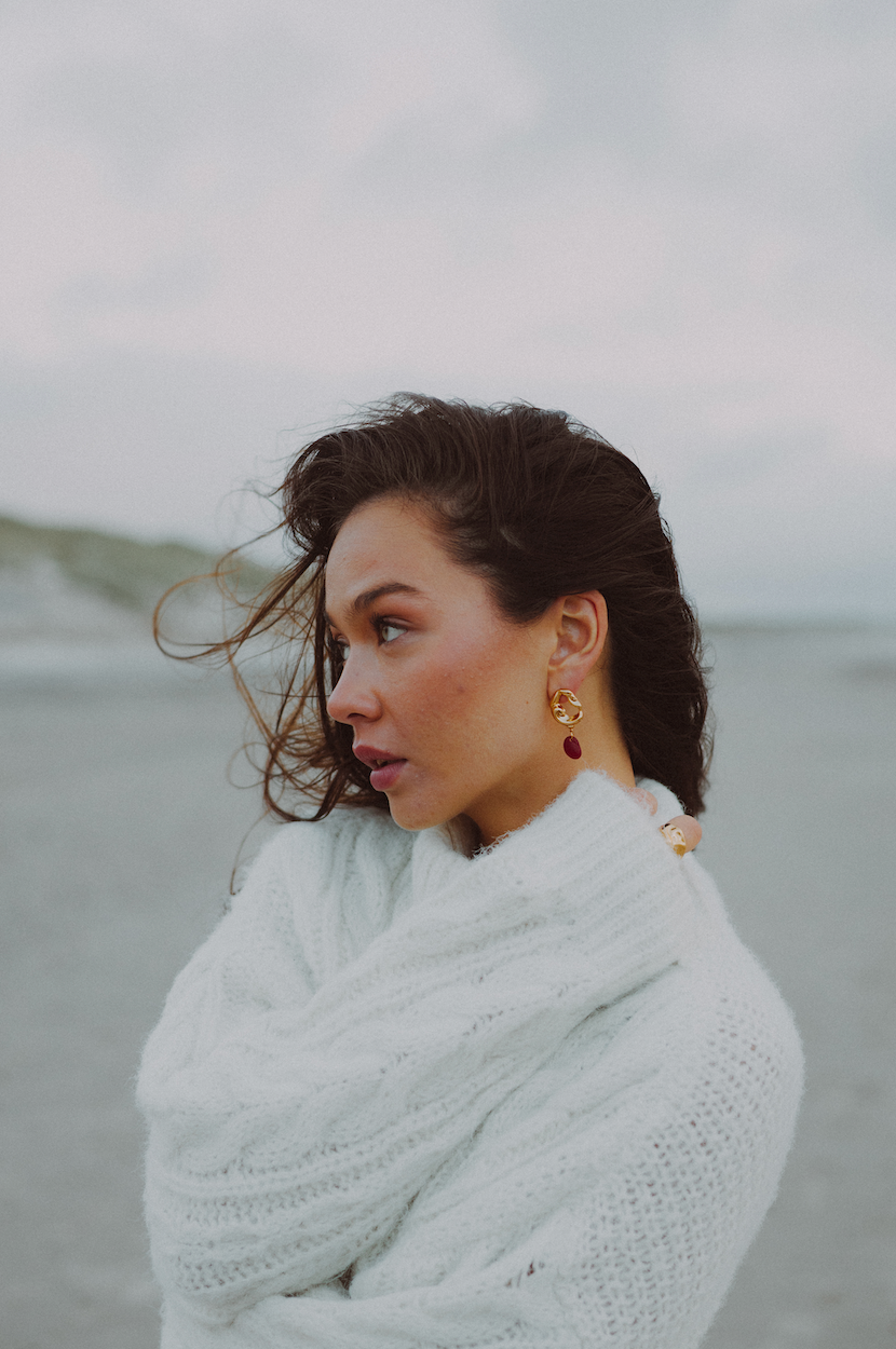 Blue Month Earrings Brown