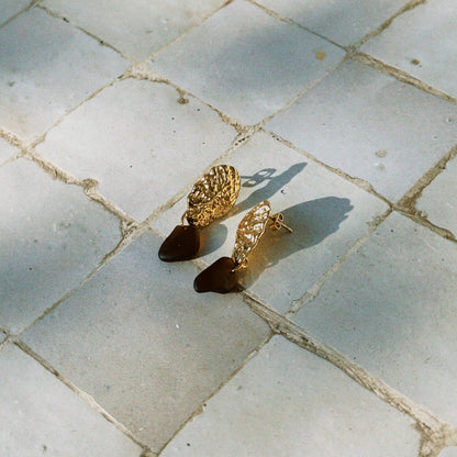 Sea urchin øreringe brown