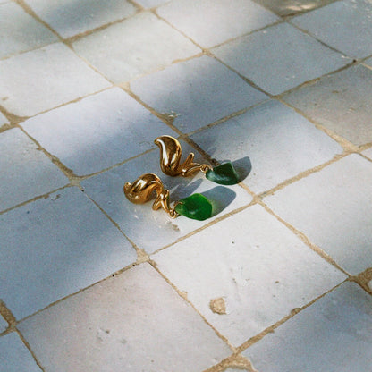 Fragments freshwater green øreringe